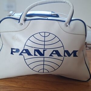 Pan Am White and Navy Vintage Logo  Bag With Passport Holder